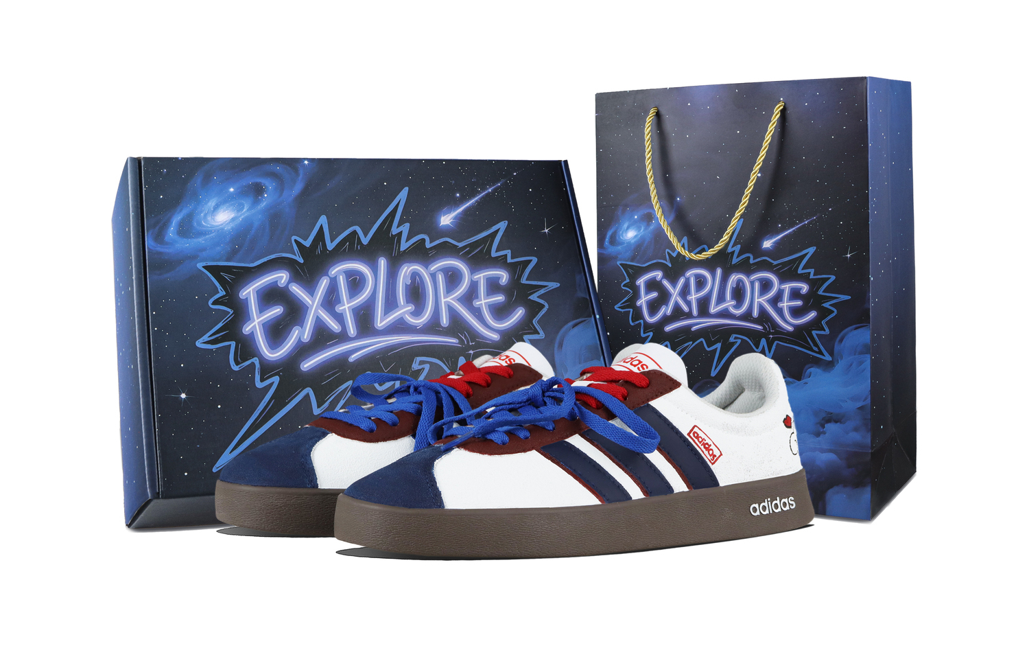 

Adidas ВЛ Корт 2.0 Любовное признание амортизирующие износостойкие низкие скейтборд кроссовки унисекс сине-белые, цвет White