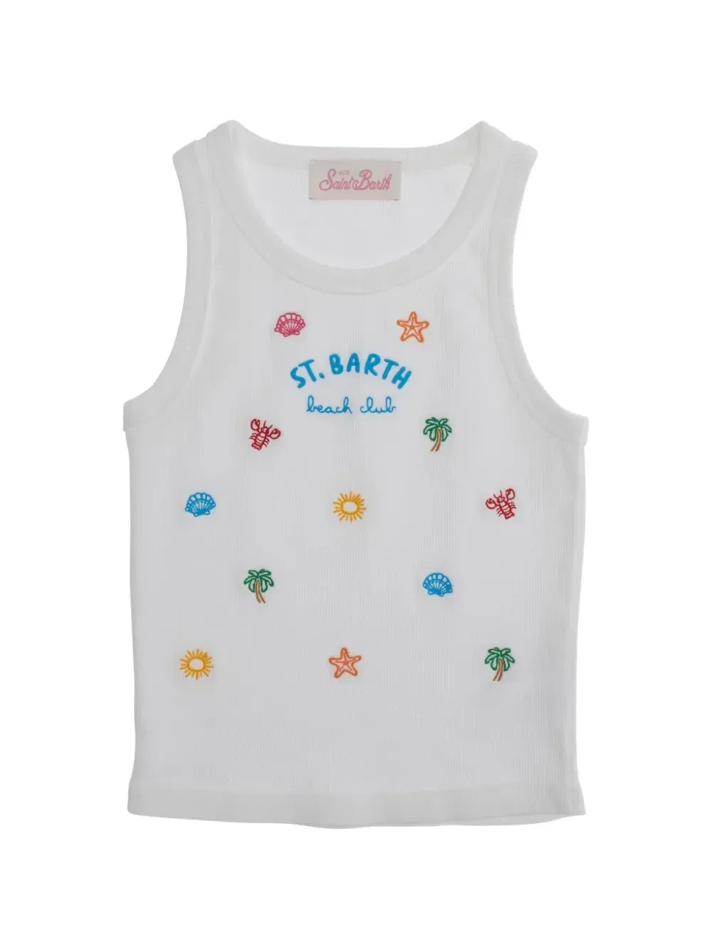 Майка хлопковая с вышивкой Jr MC2 Saint Barth Kids, белый