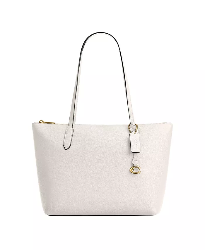 

Сумка-тоут Bella из гладкой кожи с текстурой гальки COACH, белый