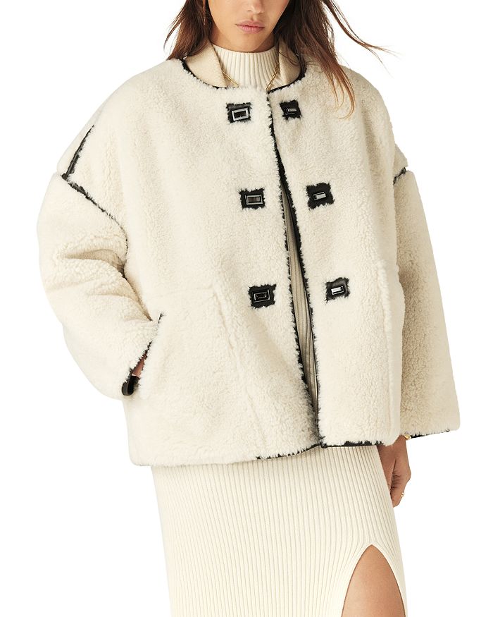 

Пальто из овчины Manteau Faxu ba&sh, слоновая кость/кремовый