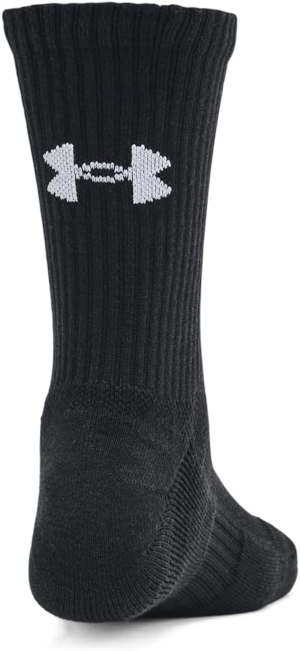Детские тренировочные хлопковые носки Under Armour (3 пары), (001) Black/Black/White — фото 2