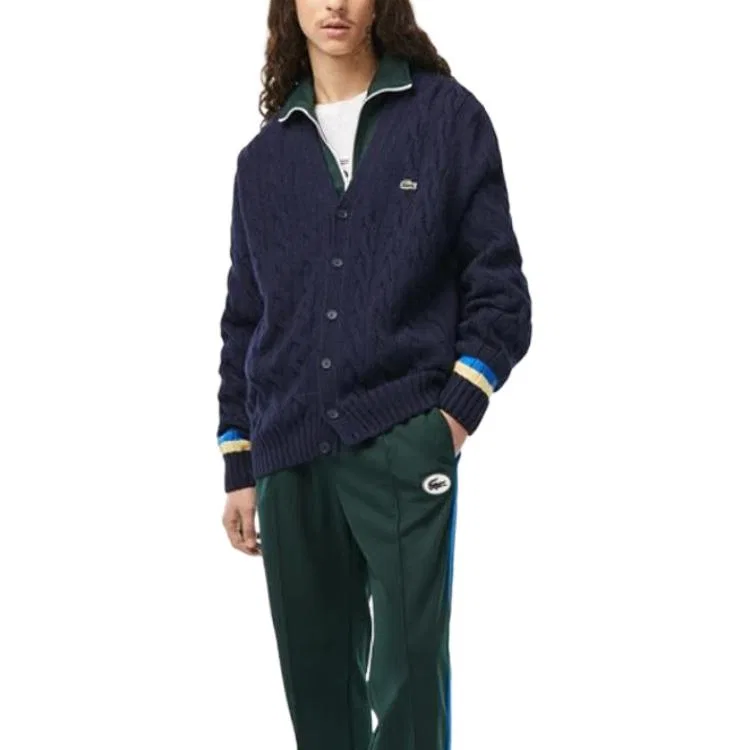 Кардиган мужской вязаный Marine Blue/7KZ с v-образным вырезом LACOSTE — фото 3