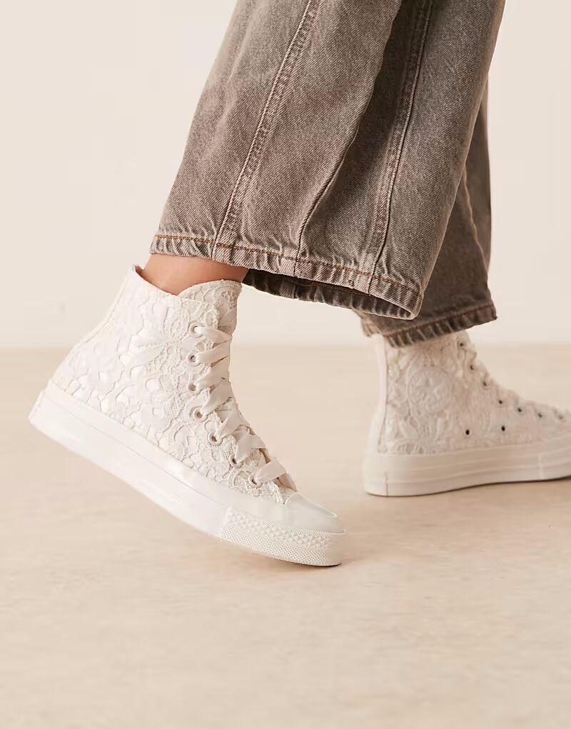Кроссовки Converse Chuck 70 Hi из белого кружева с ленточными шнурками