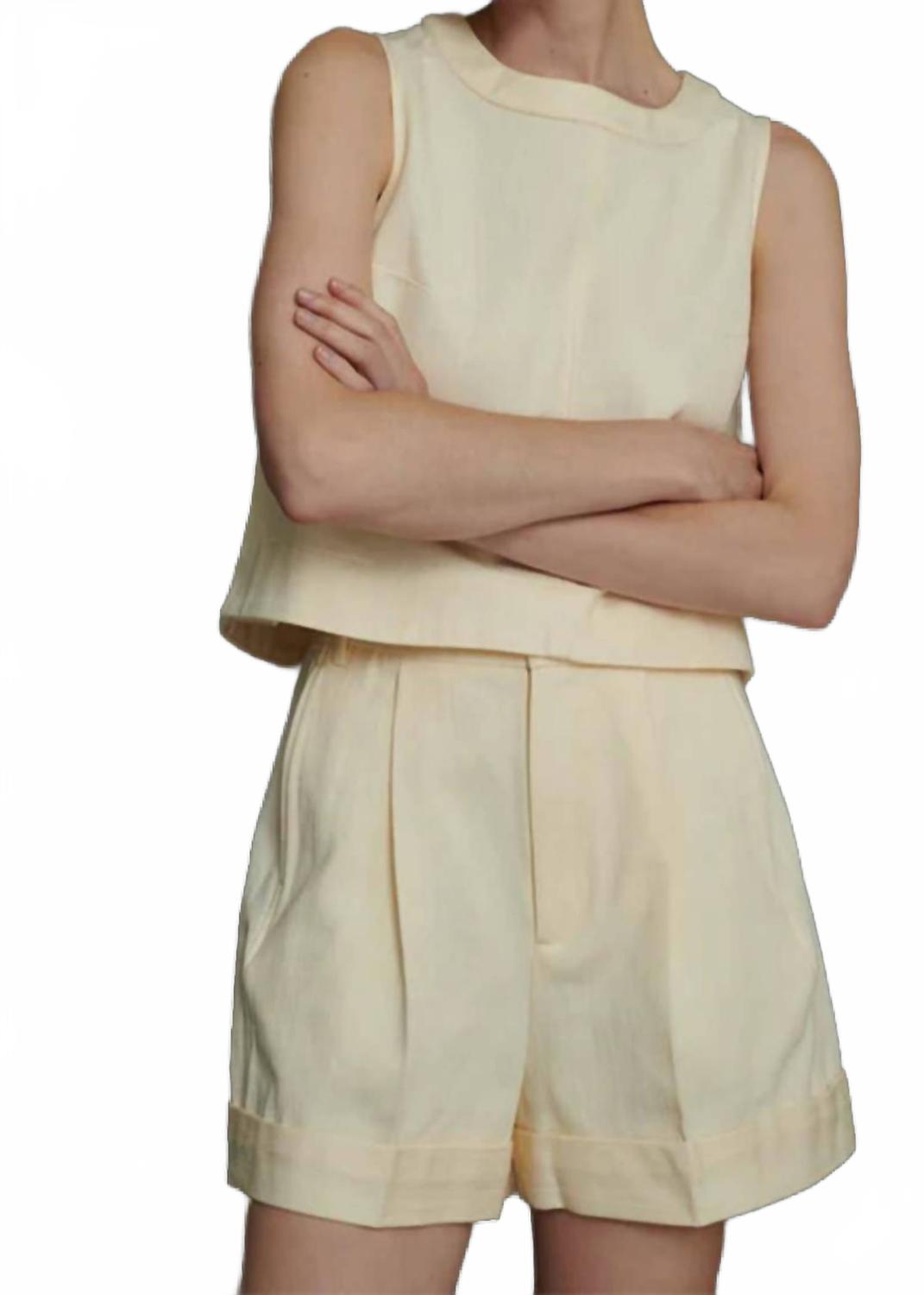 

Айги Шорты с высокой талией из хлопкового полотна в кремовом цвете Soeur