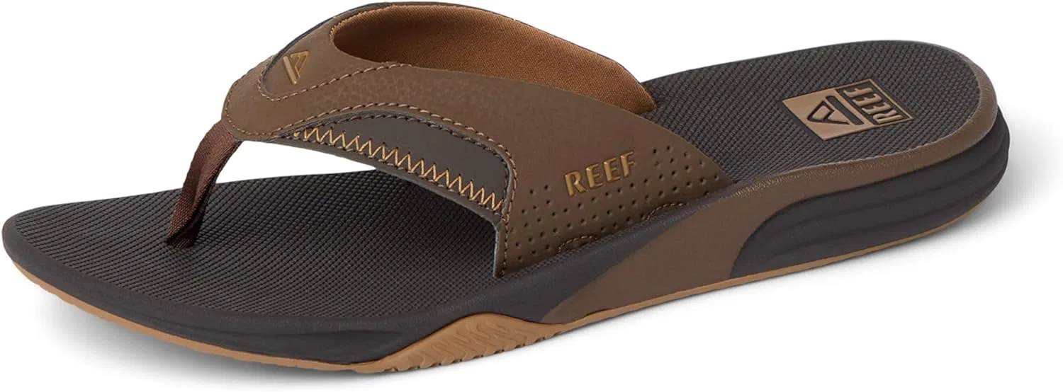 Мужские шлепанцы Reef с подушкой и веерным рисунком, Dark Brown