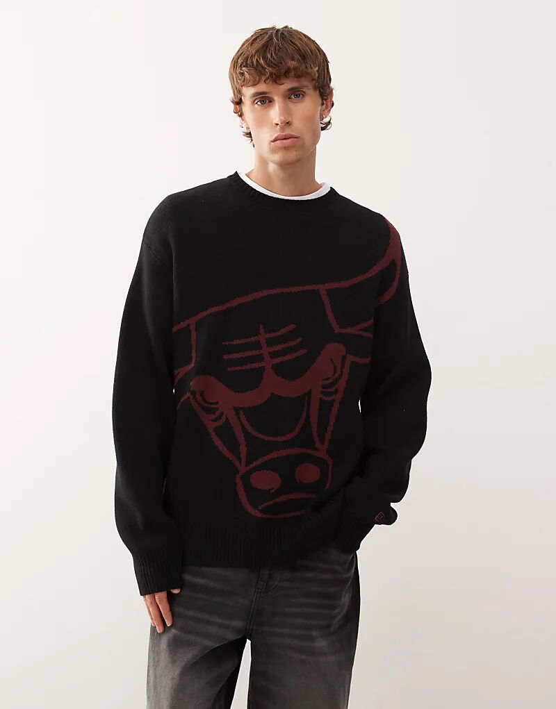 

Черный вязаный свитер New Era Chicago Bulls свободного кроя