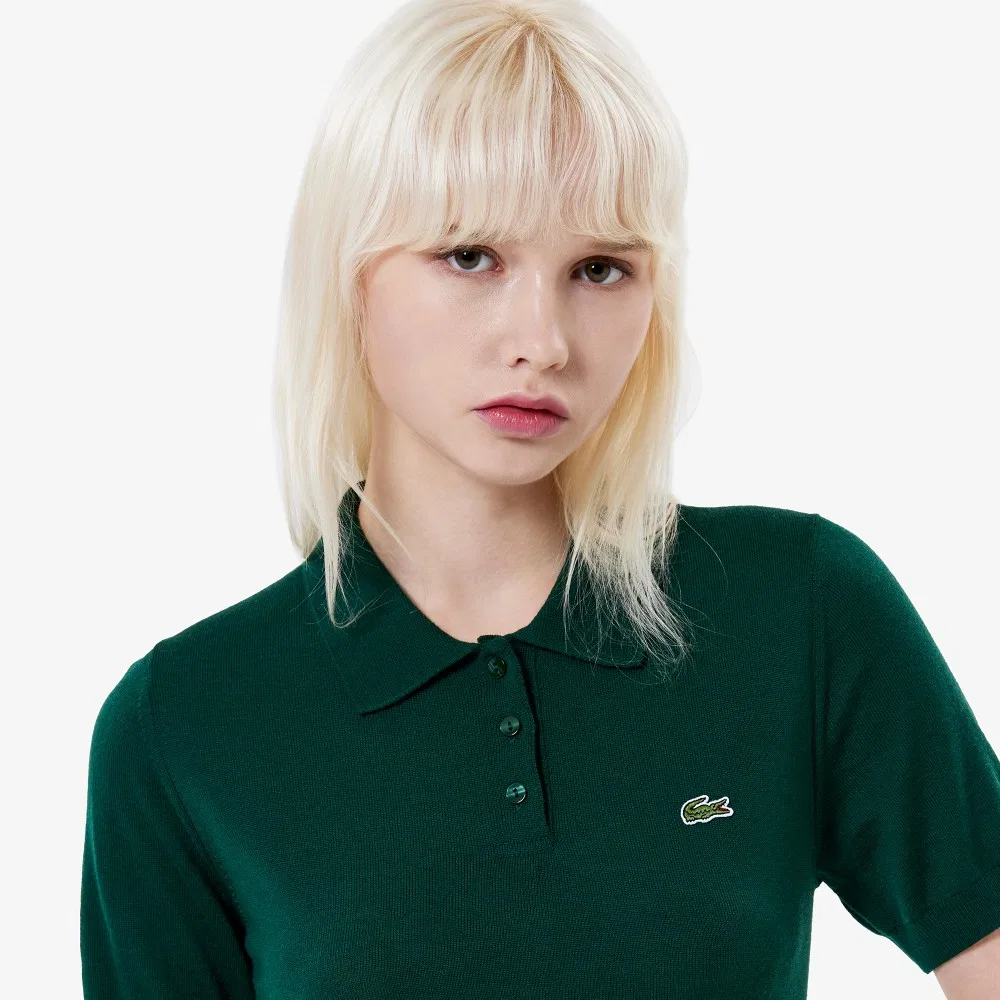 Свитер-поло Lacoste, мягкая шерсть, зеленый — фото 2