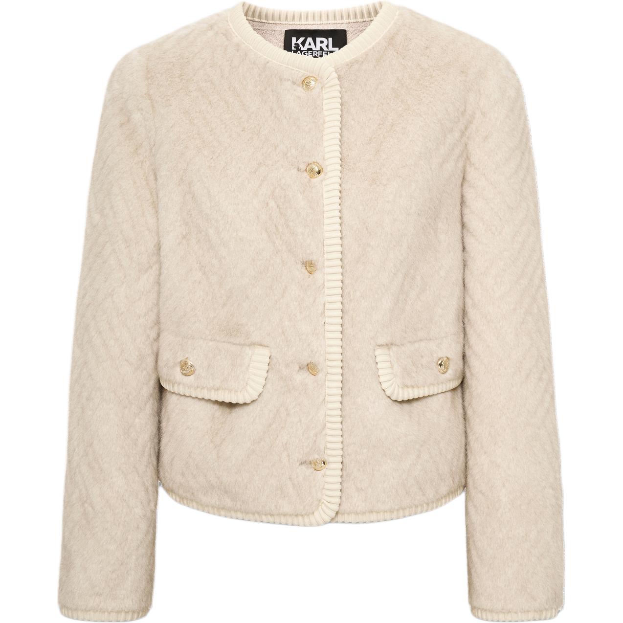 

Пальто KARL LAGERFELD Party Travel Premium Warmting Guaranteed FW25 с бархатистой текстурой, женское Karl Lagerfeld / Karl Lagerfeld Jeans, экрю