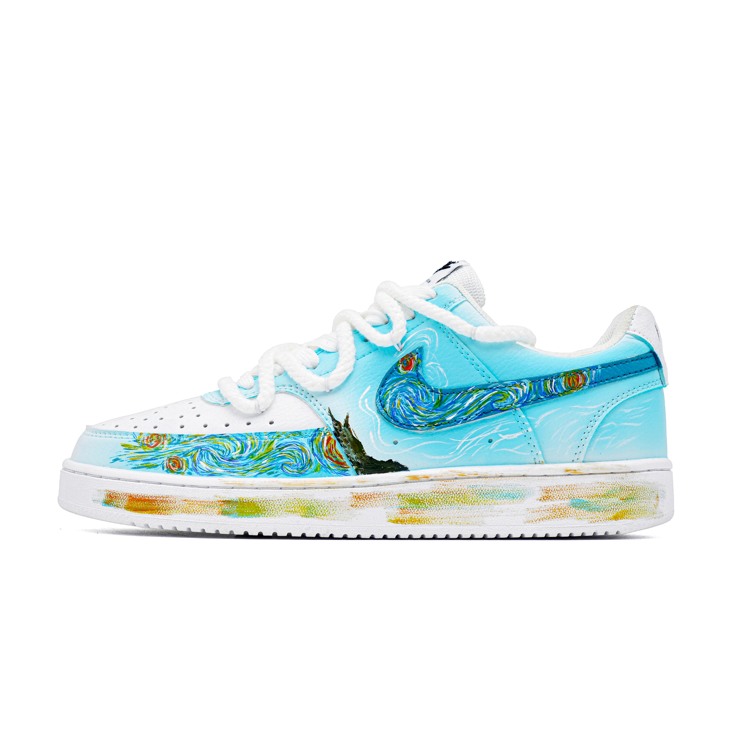 

Nike Кроссовки Court Vision Van Gogh Starry Night с амортизацией низкие мужские синие Dodger Blue, цвет Dodger Blue
