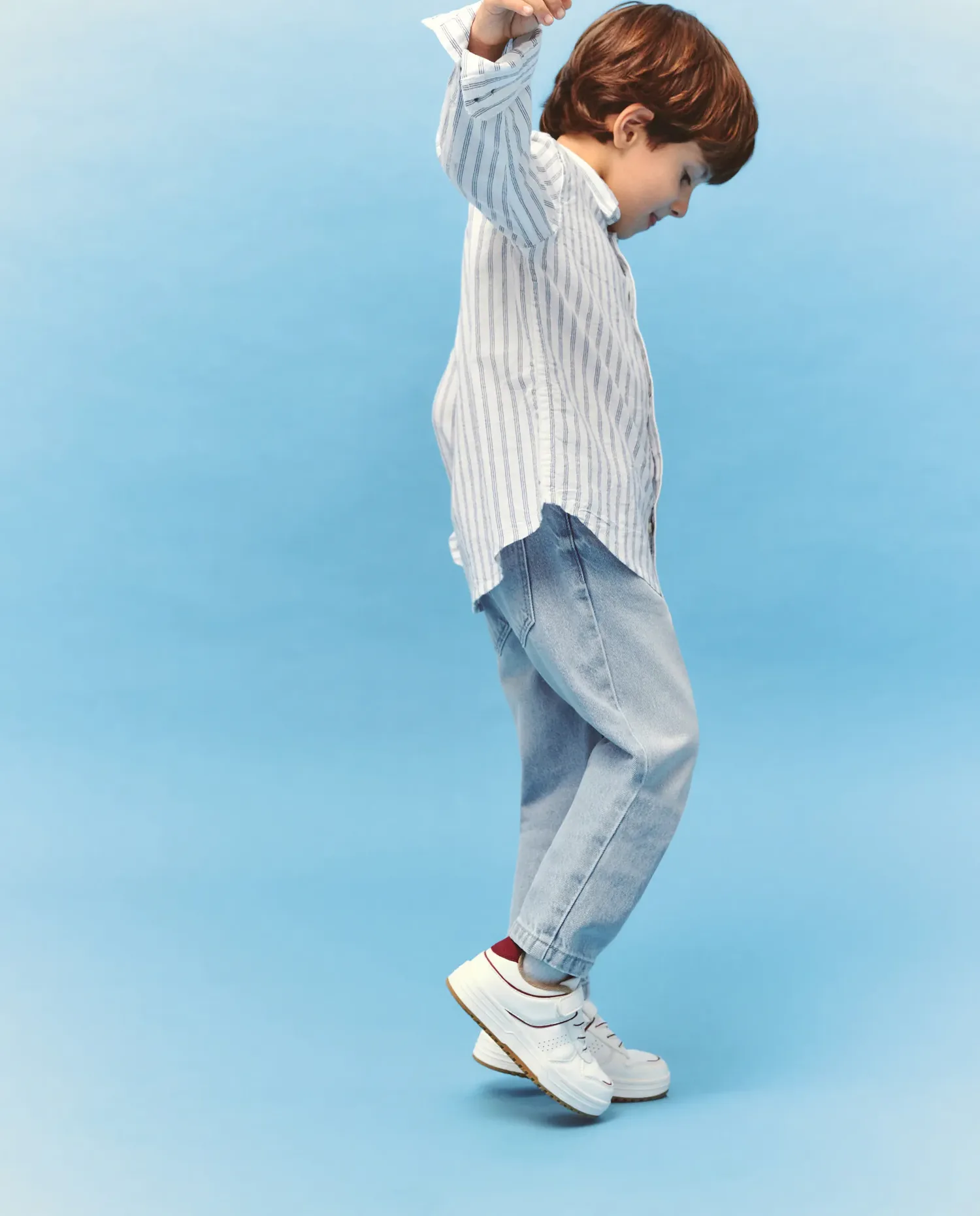 Рубашка с длинным рукавом в полоску с детским узором Kids El Corte Inglés, синий — фото 2