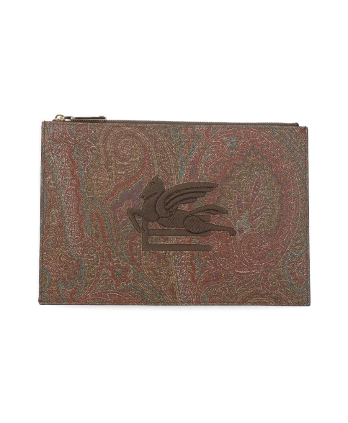 

Клатч с узором пейсли Etro, коричневый