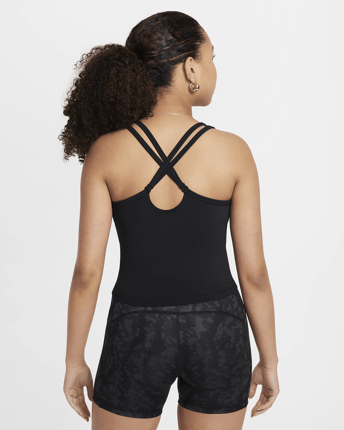 Детский (девчачий) топ Nike One Fitted Dri-FIT, Black/White — фото 2