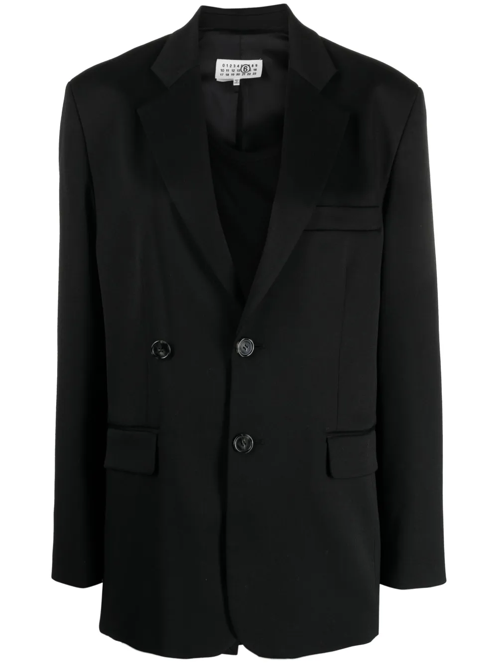 

Однобортный блейзер MM6 Maison Margiela, черный
