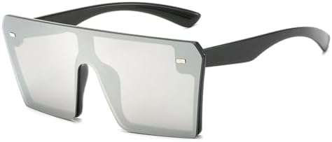 

Женские солнцезащитные очки большого размера 2027 года, с плоской верхней частью, прозрачными линзами, цельные, мужские, с зеркальными линзами, защита от УФ-излучения UV400 MTZJH, Silver