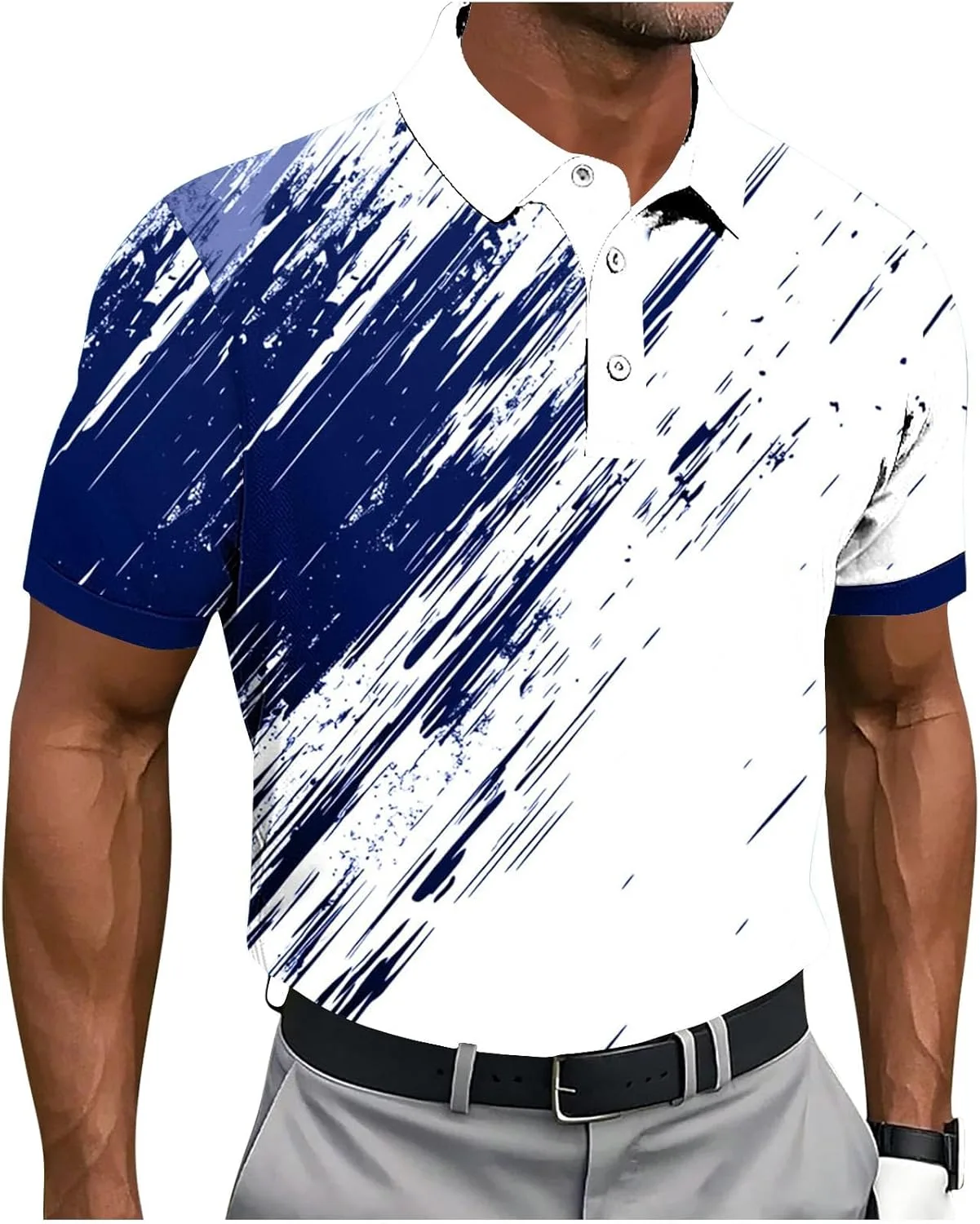 

Мужская футболка для гольфа с коротким рукавом и геометрическим принтом