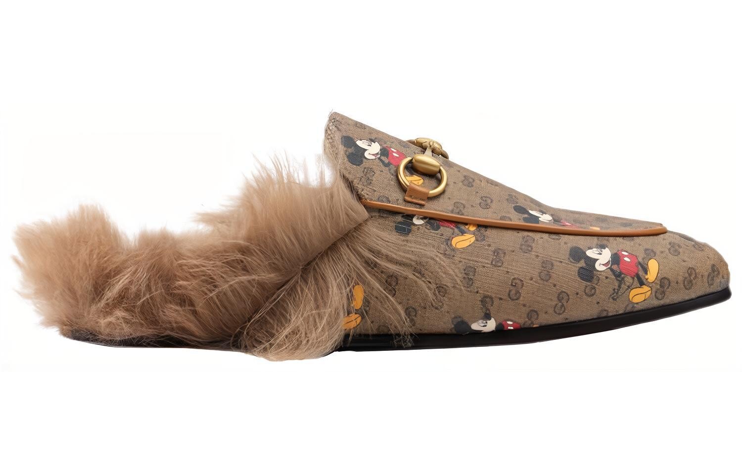 Туфли женские Disney x Gucci Princetown, коричневый — фото 2