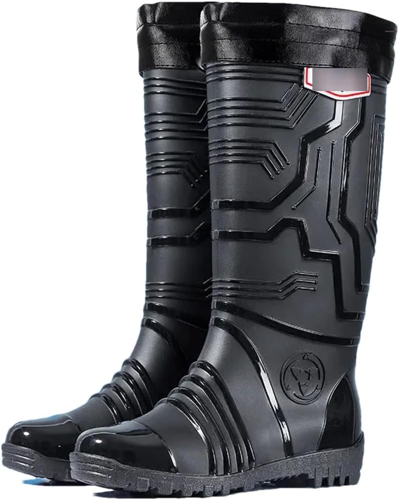 

Высокие дождевые ботинки Wjnvfioo для мужчин и женщин, нескользящие водонепроницаемые резиновые ботинки, длинные водные ботинки для взрослых, средние дождевые сапоги, черный