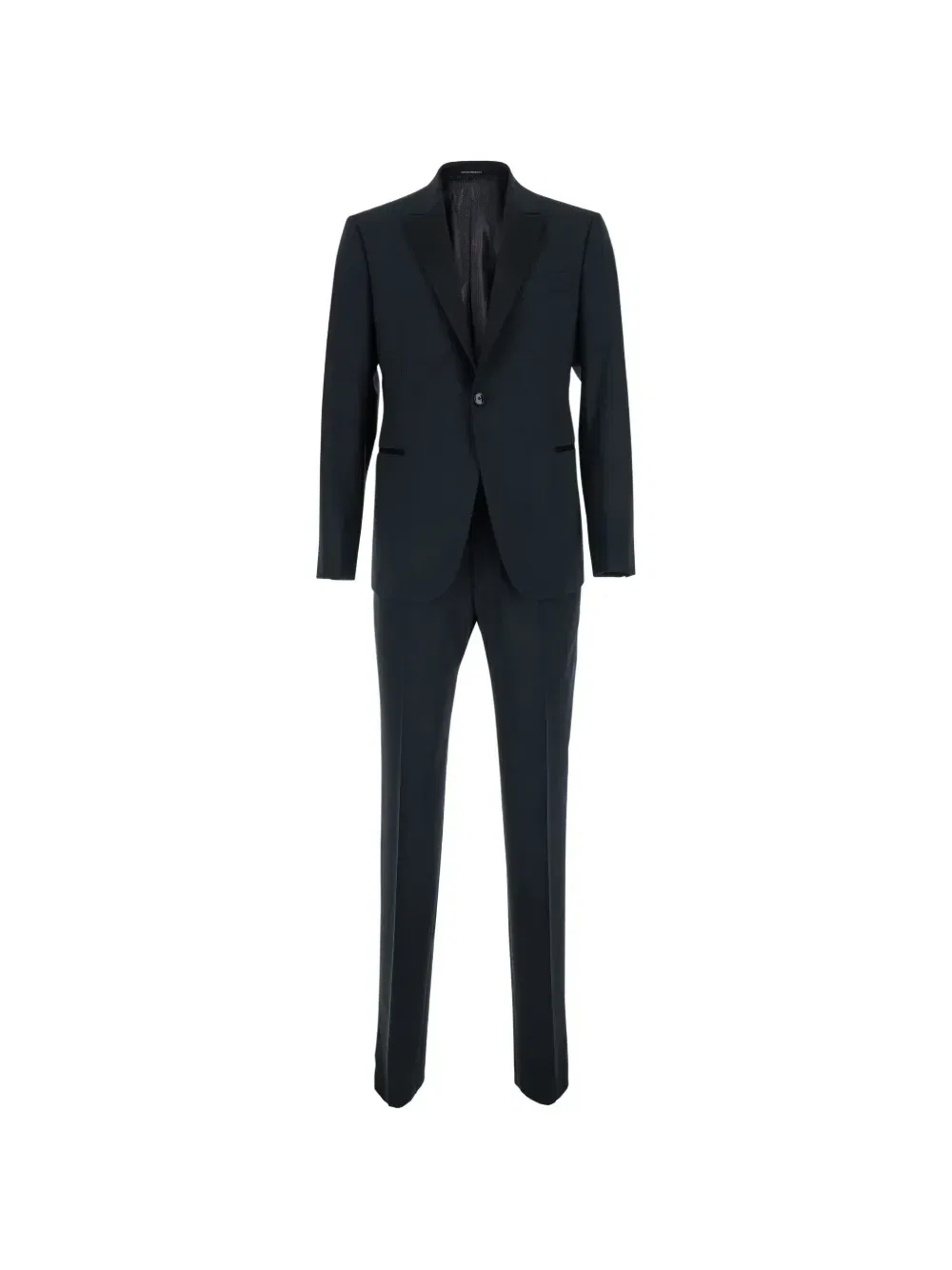 Однобортный костюм из натуральной шерсти EMPORIO ARMANI, синий