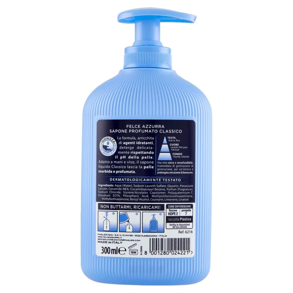 Жидкое мыло Felce Azzurra Classico с характерным ароматом, 300 мл Beni Culinari