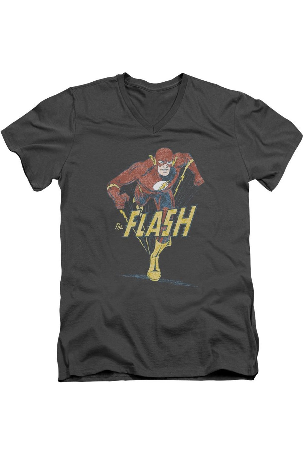 

Футболка с коротким рукавом и V-образным вырезом для взрослых DC Comics Flash Desaturated Flash Gildan, цвет charcoal