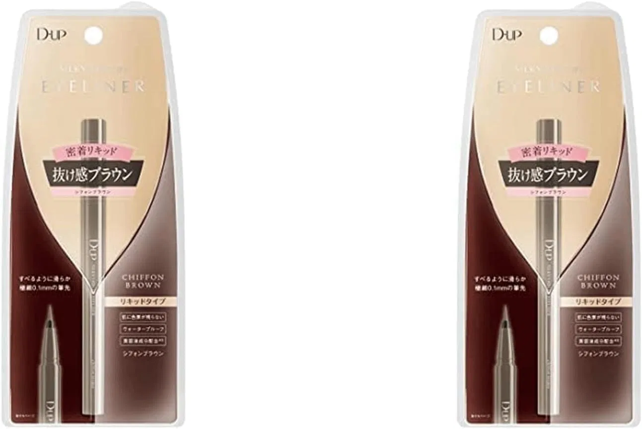 Подводка для глаз Silky Liquid Eyeliner WP Chiffon Brown, No brand, 2 шт., набор с маской для лица