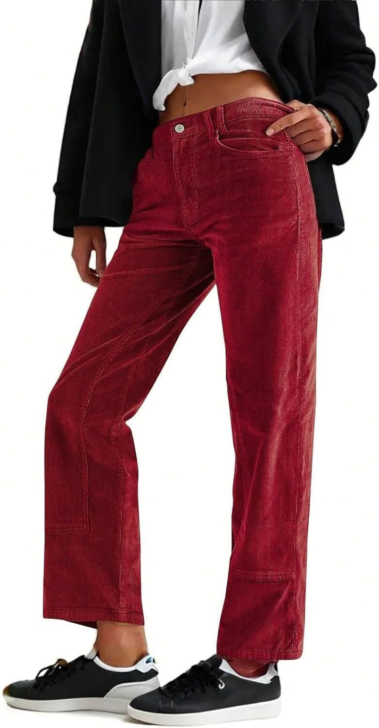 

Осенние брюки для женщин, модные, из вельвета, с высокой посадкой и прямыми штанинами Furundly