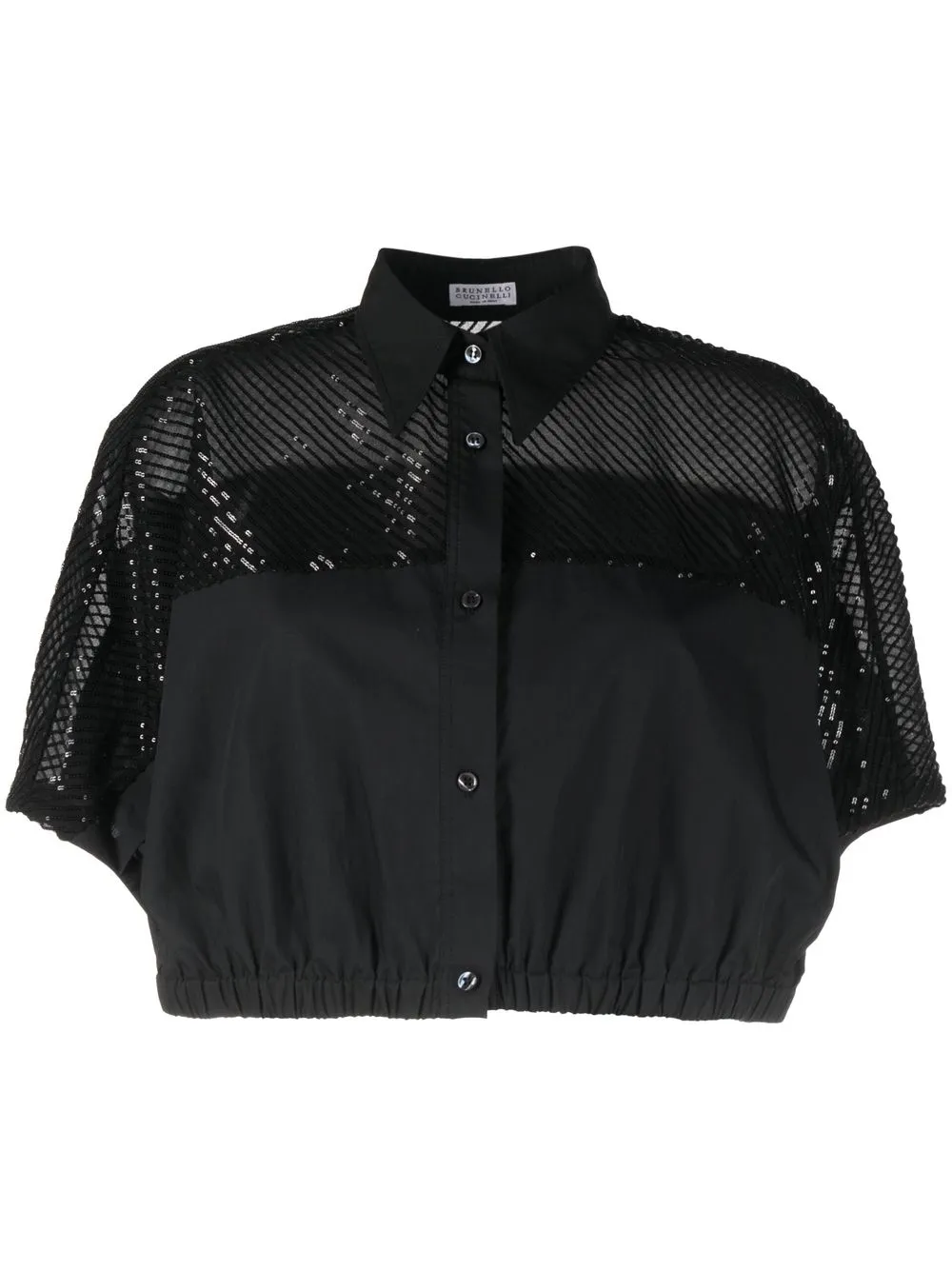 

Укороченная рубашка с пайетками Brunello Cucinelli, черный
