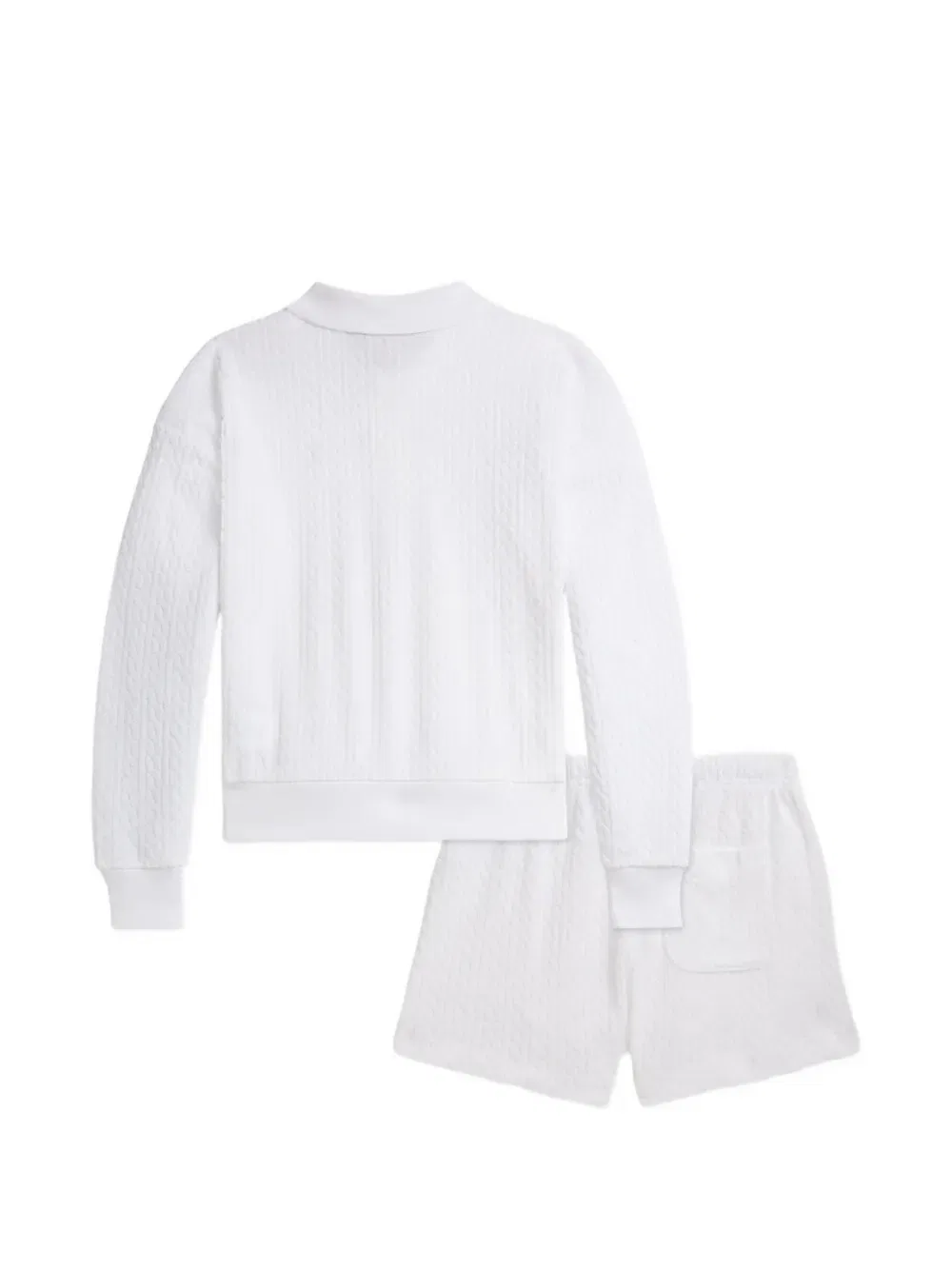 Комплект из шорт и топа крупной вязки Polo Ralph Lauren Kids, белый — фото 2
