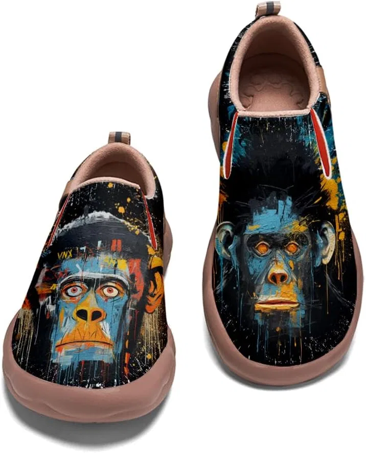 Мокасины мужские кожаные с принтом, Basquiat Style, оранжевый Solepulse