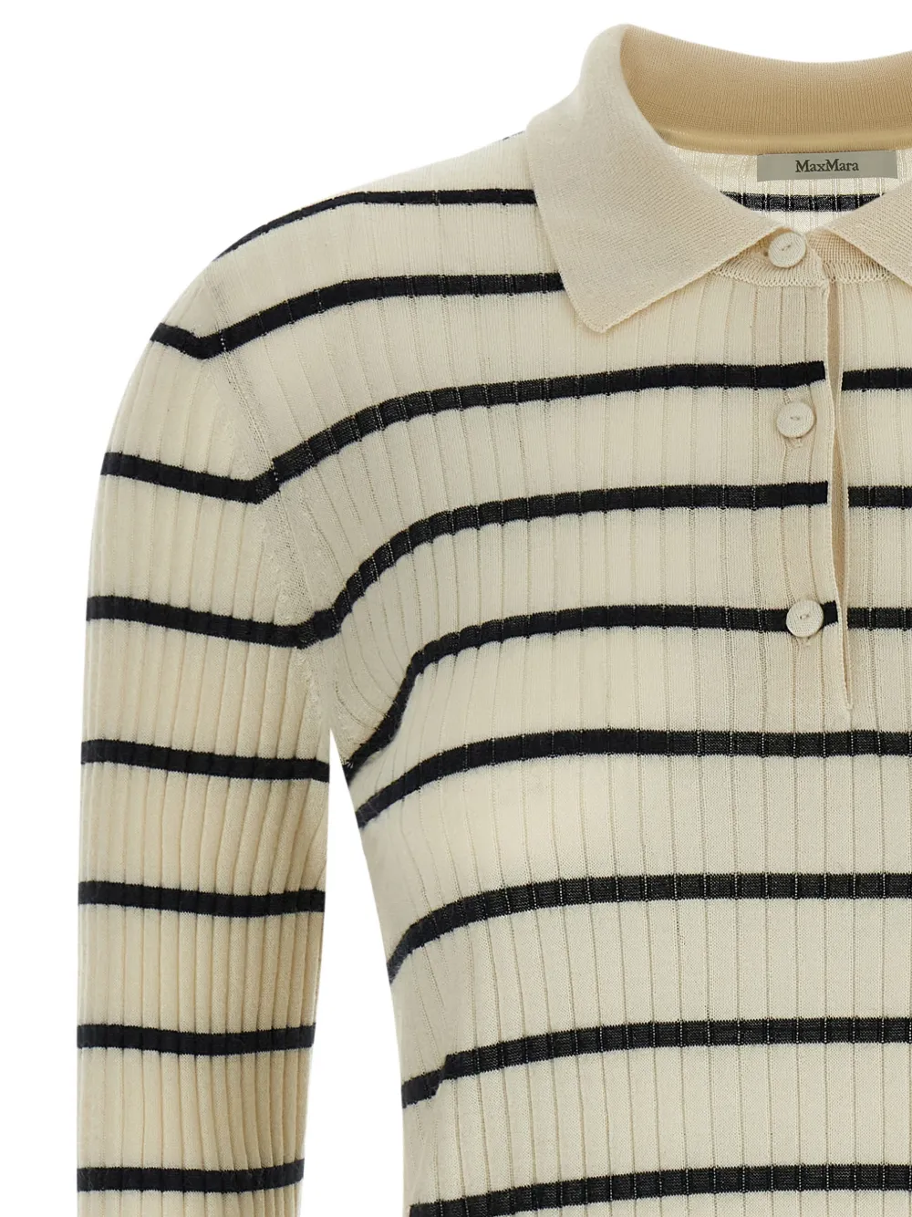 Полосатый трикотажный топ-поло gitano MAX MARA, бежевый — фото 3