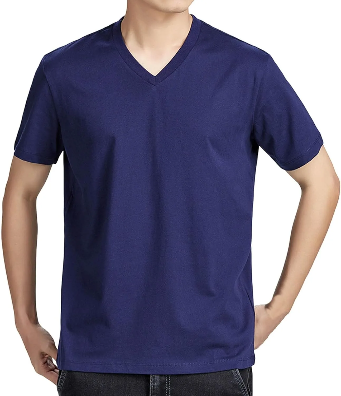 

Футболка мужская Cotton T Shirts, V-образный вырез, короткий рукав