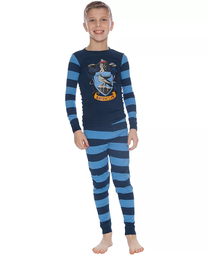 Big Boys Intimo Hogwarts All Houses Crest облегающий комплект пижамы из 2 предметов Harry Potter, синий — фото 2