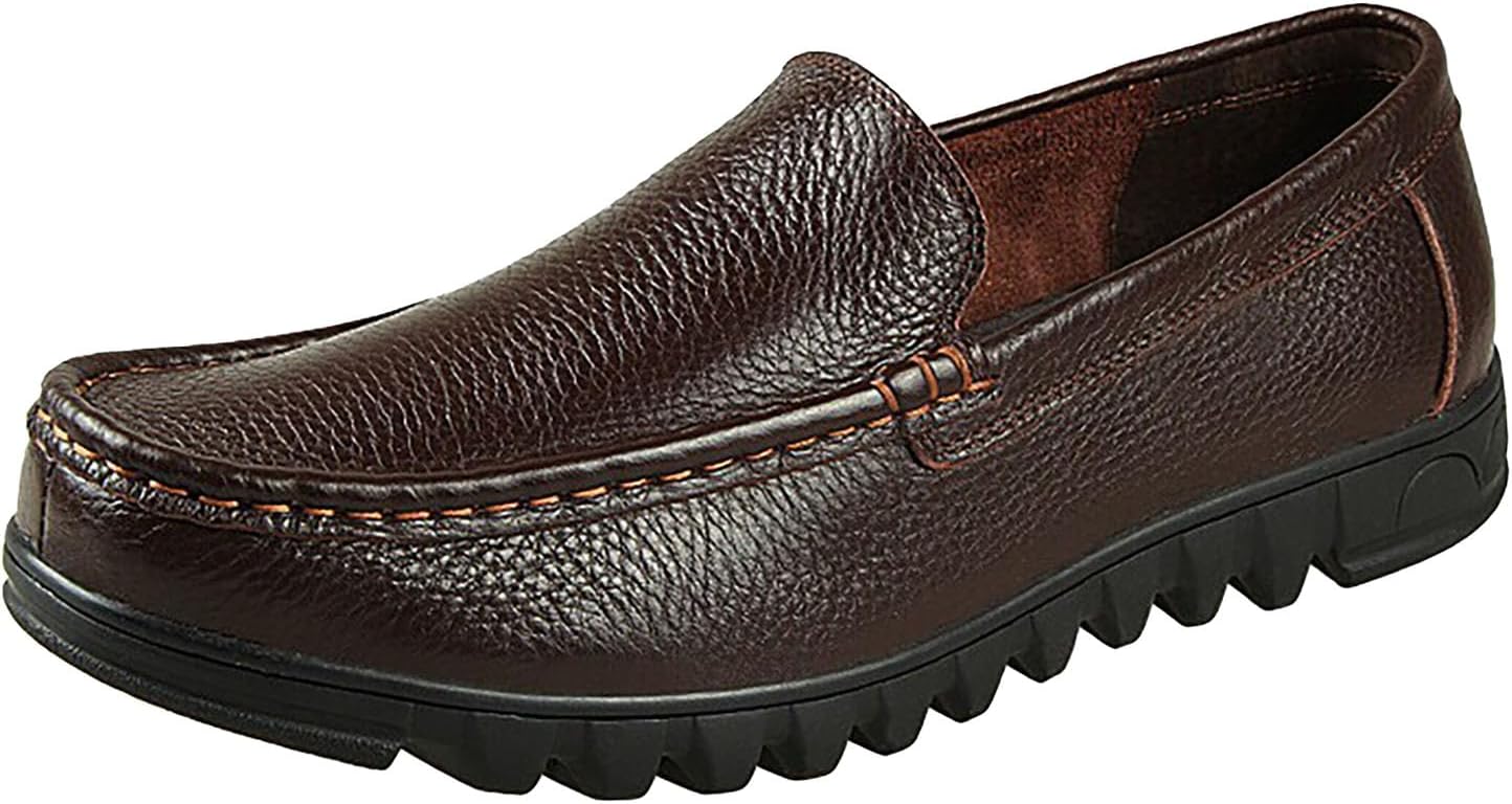 

Мужские повседневные кожаные лоферы-слипоны с мягкой подошвой, удобные плоские туфли, модные, легкие, с нескользящей подошвой, обувь для свободной ходьбы Nxnbhsl, темно-коричневый