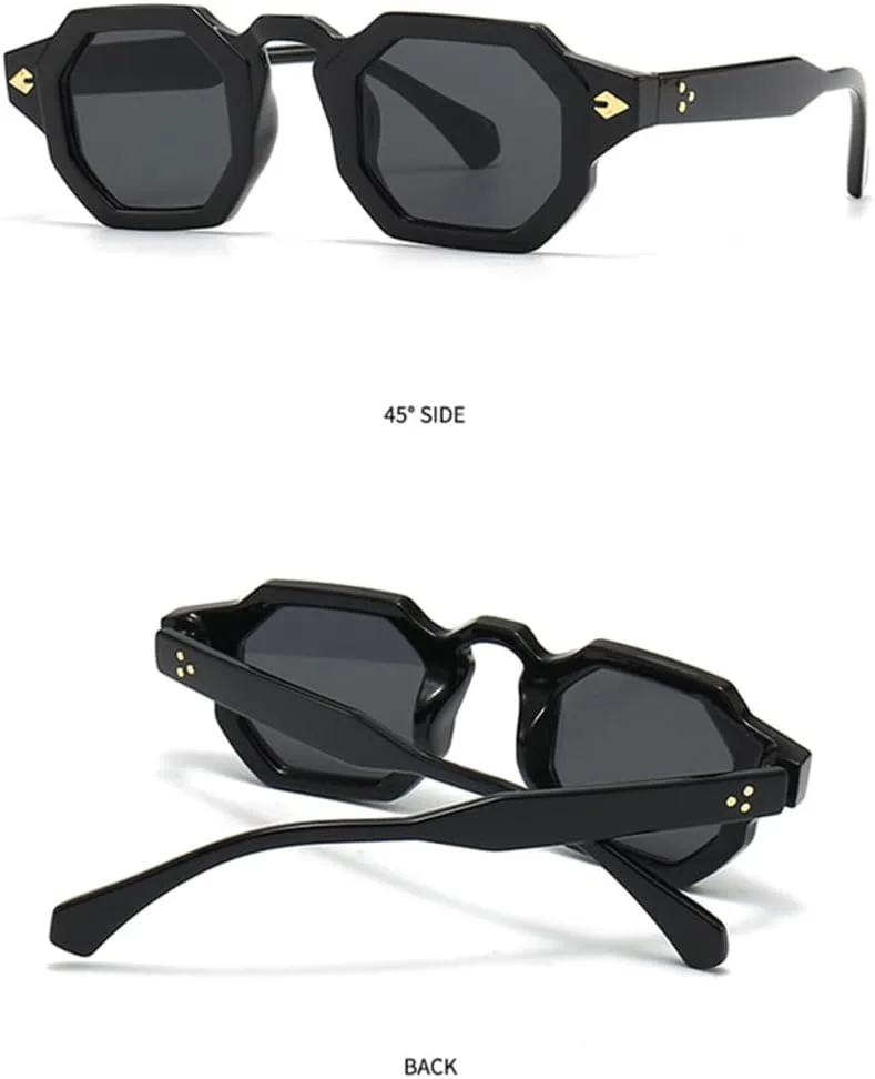 

Ретро-солнцезащитные очки Polygon для женщин с заклепками, градиентные линзы, защита от УФ-излучения UV400; мужские солнцезащитные очки в стиле панк HDUBFY, 6