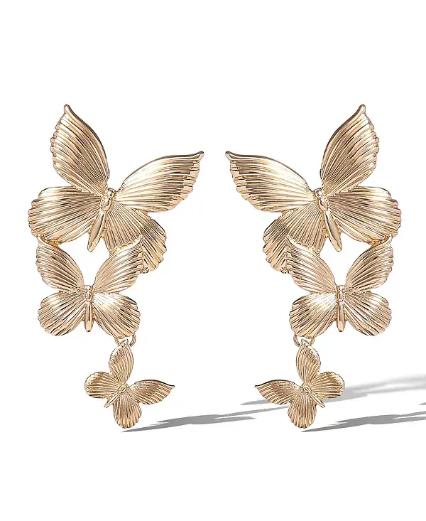 

Каскадные серьги-подвески в виде бабочек золотистого оттенка Jessica Simpson, gold
