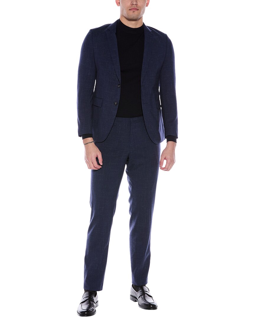

Куртка BOSS Hugo Boss Slim Fit из смеси шерсти и льна, синий