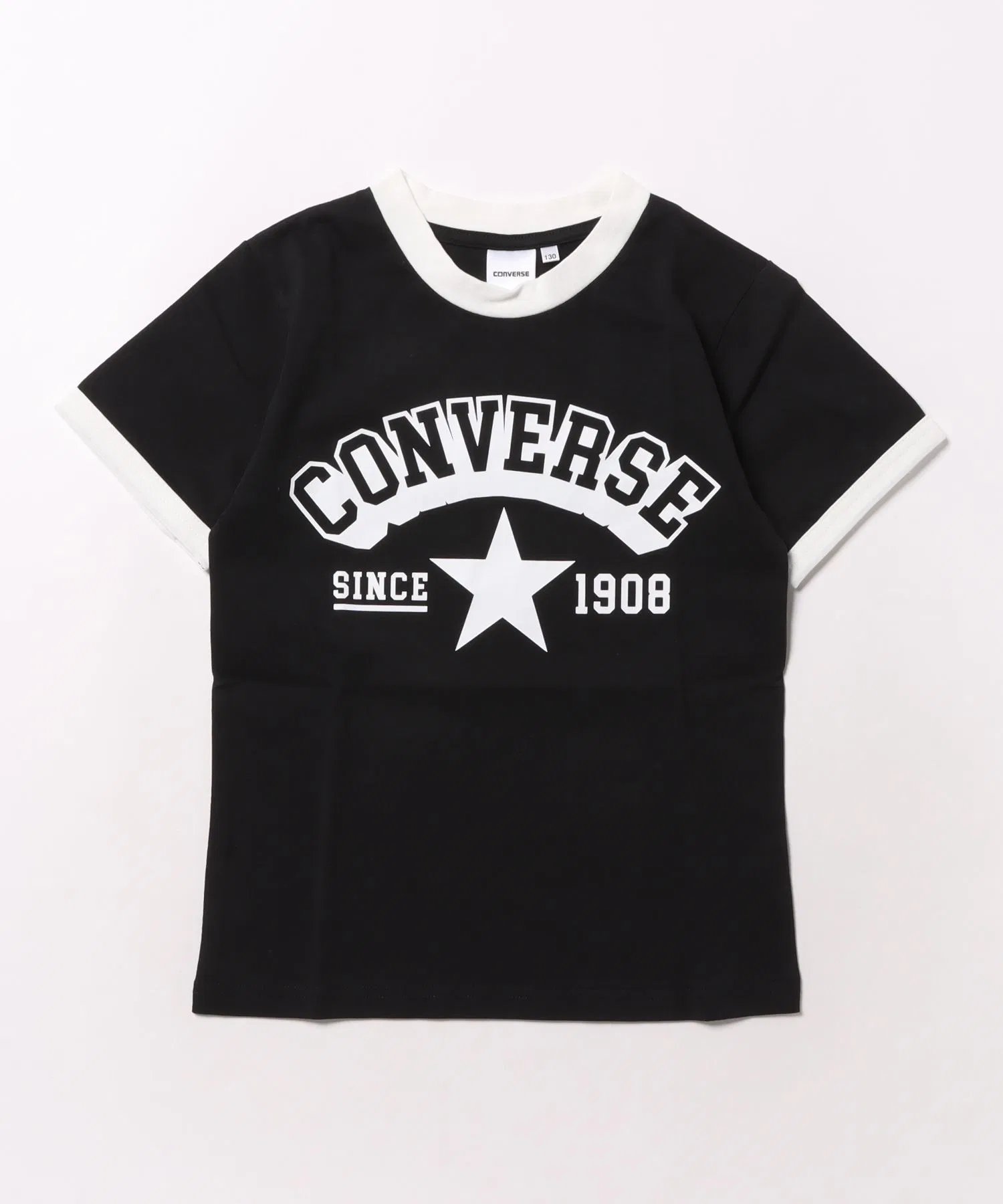 Детская футболка-рингер CONVERSE с логотипом и принтом звезда чёрная