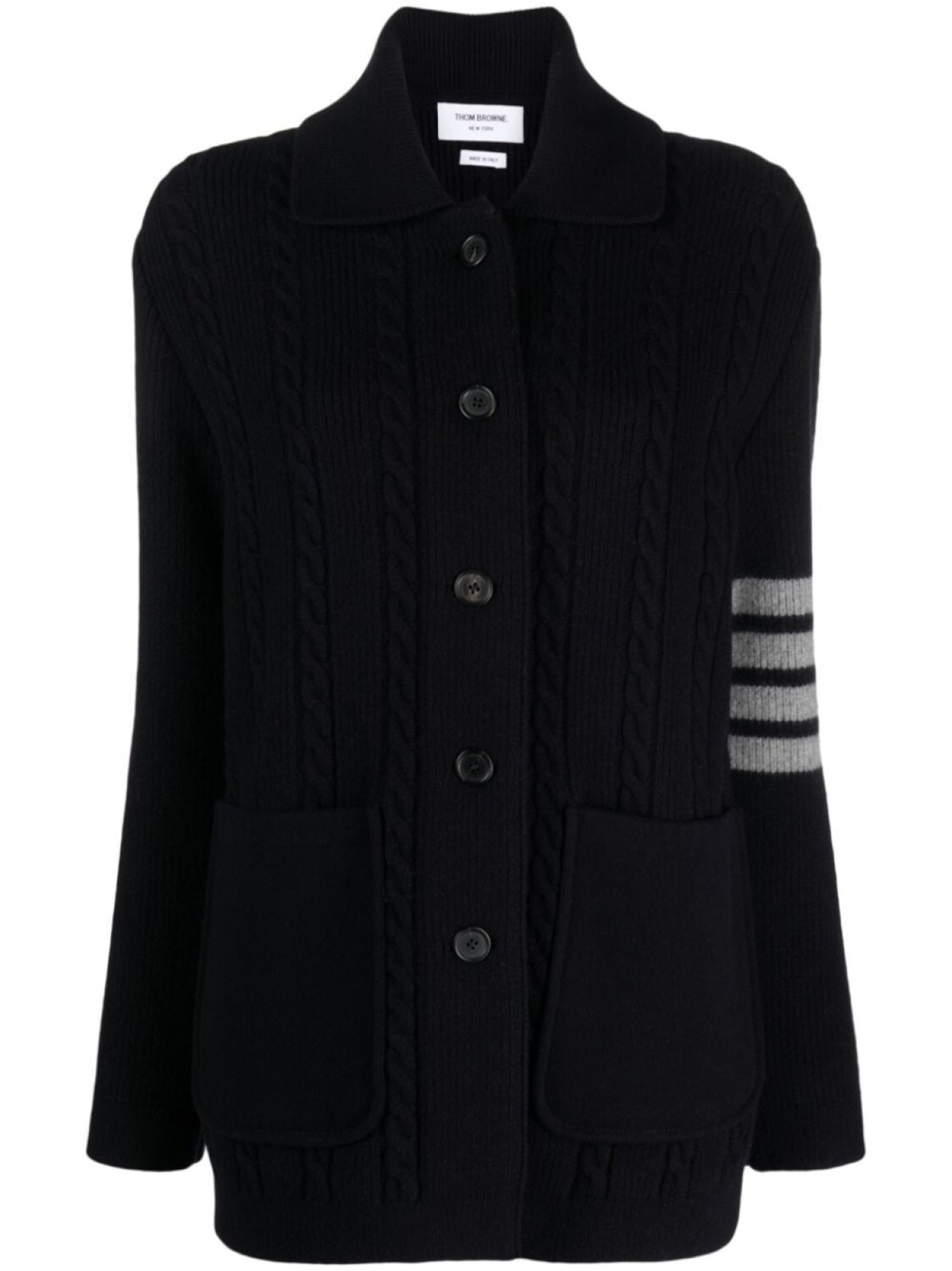 

Thom Browne кардиган фактурной вязки с отложным воротником, синий
