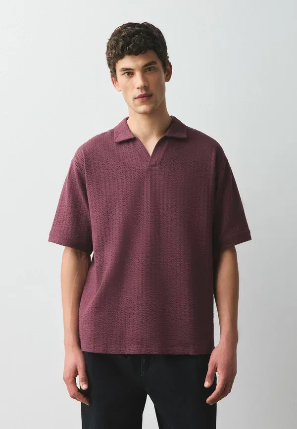 Поло Regular fit, Next, seersucker trophy neck textured, бордово-красный