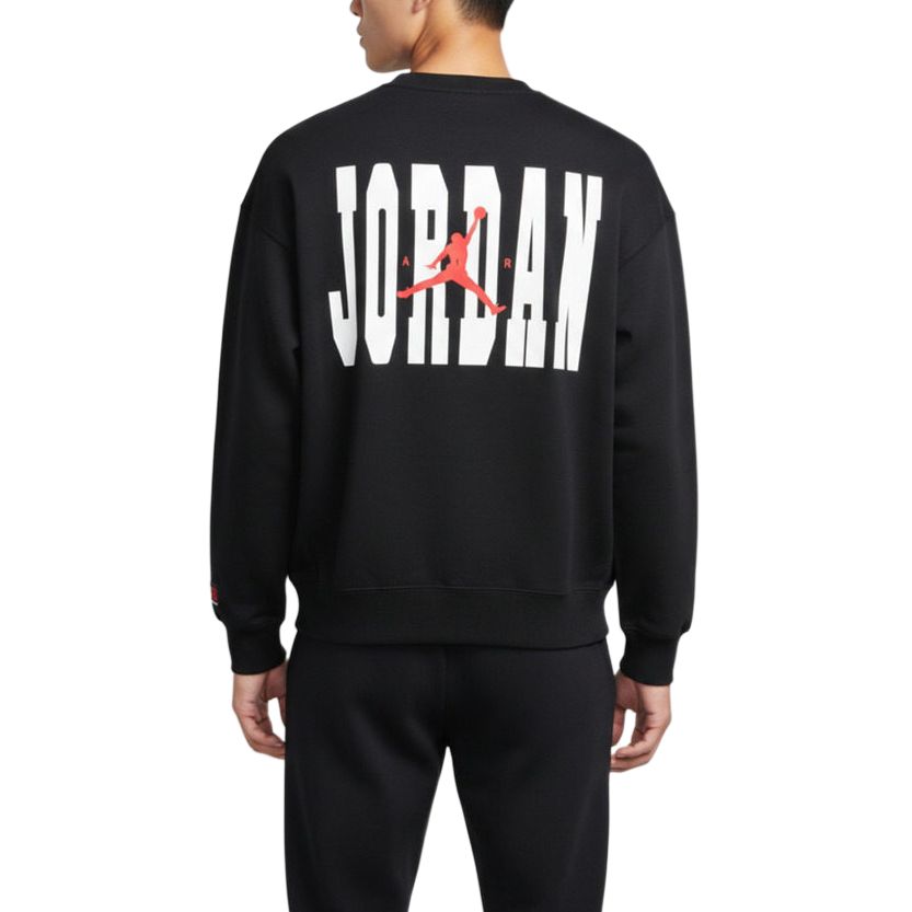 Jordan Мужская толстовка Air Sweatshirts Black 010 с круглым вырезом умеренного кроя — фото 3