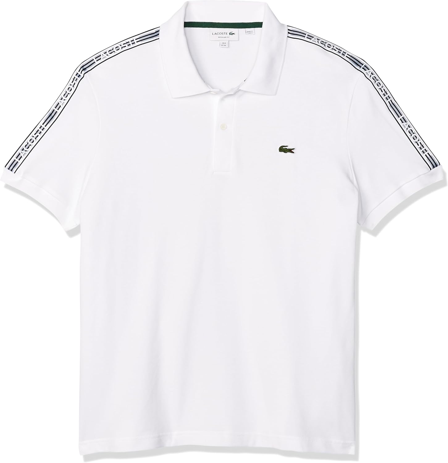 

Lacoste мужская поло с логотипом и полосками из пике, White, Белый, Lacoste мужская поло с логотипом и полосками из пике, White