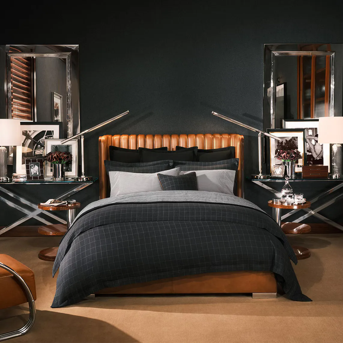 

Хлопковое пододеяльник Modern Driver Ralph Lauren Home, уголь