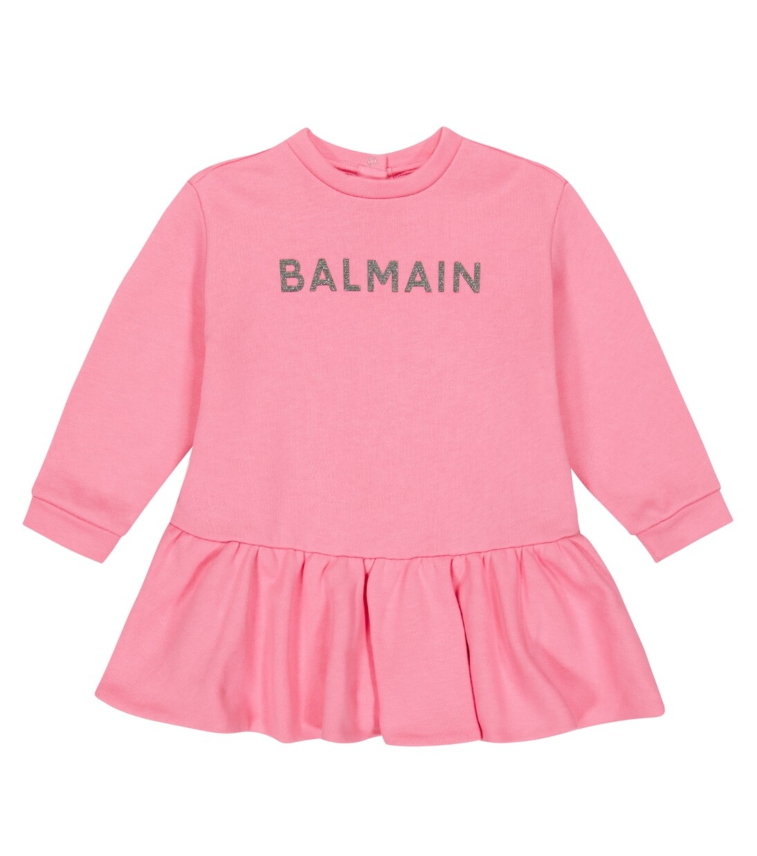 

Детское платье-толстовка из хлопка Balmain Kids, розовый