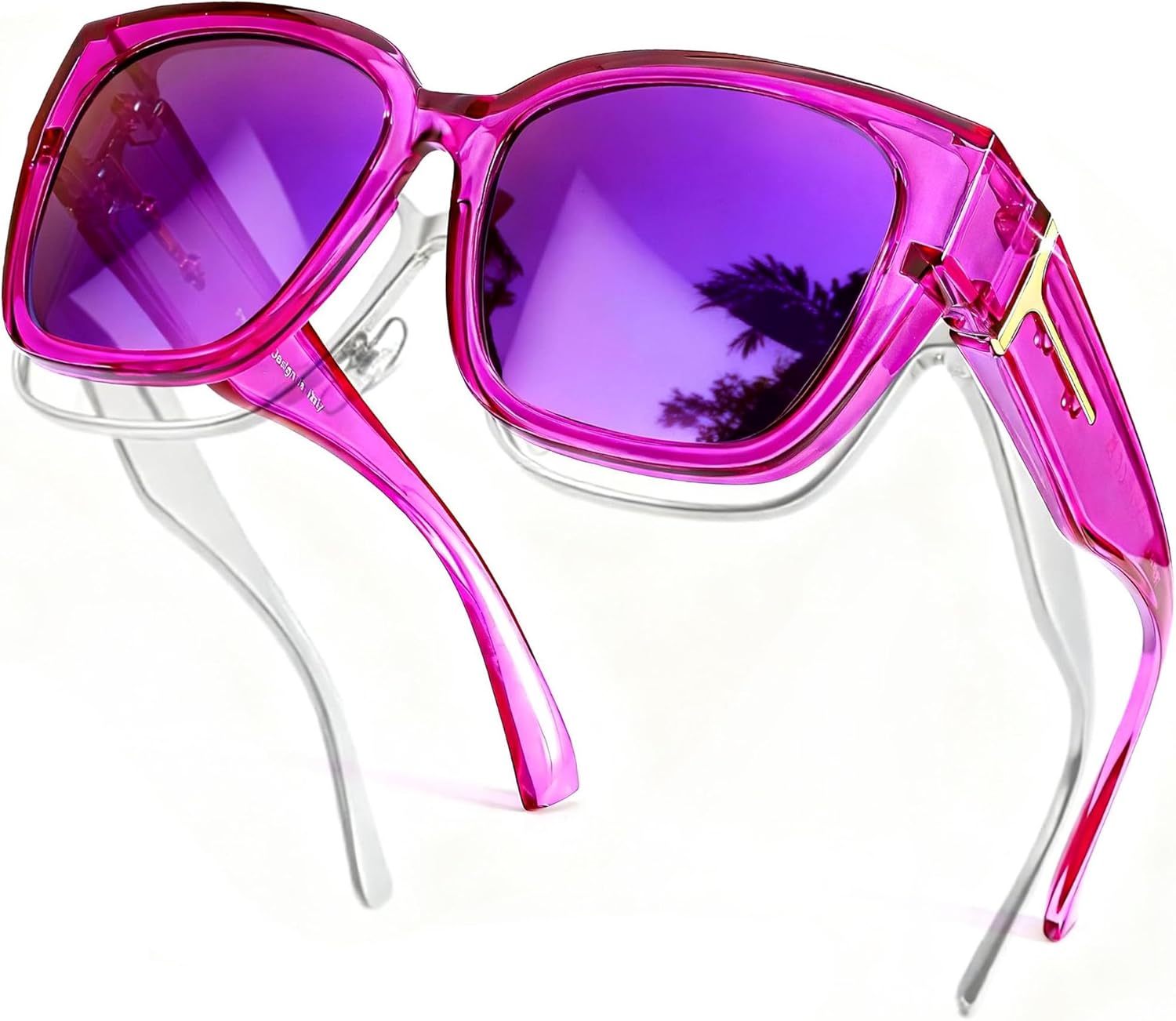 

Солнцезащитные очки SIPHEW с зеркальными линзами, поляризованные, надеваются поверх обычных очков, модные, большие квадратные, с защитой от УФ-излучения UV400, A05 Purple Over Glasses Sunglasses