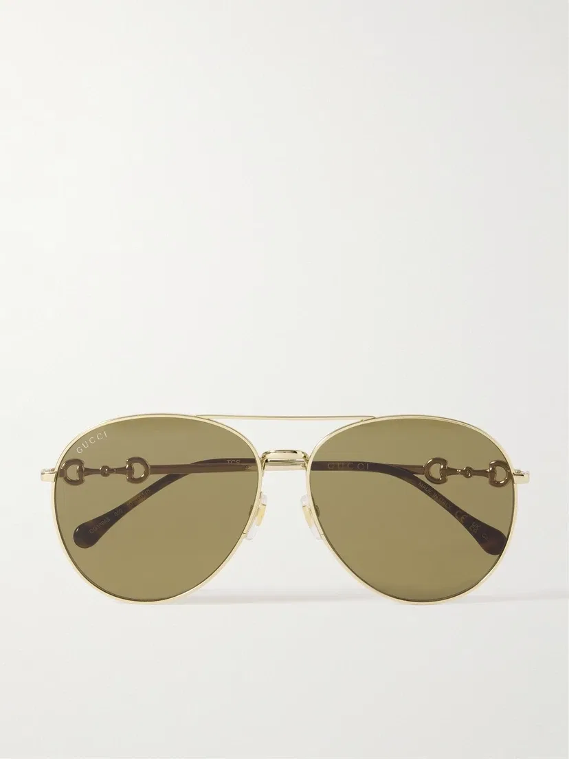 Солнцезащитные очки-авиаторы золотистого цвета Gucci Eyewear, золотой