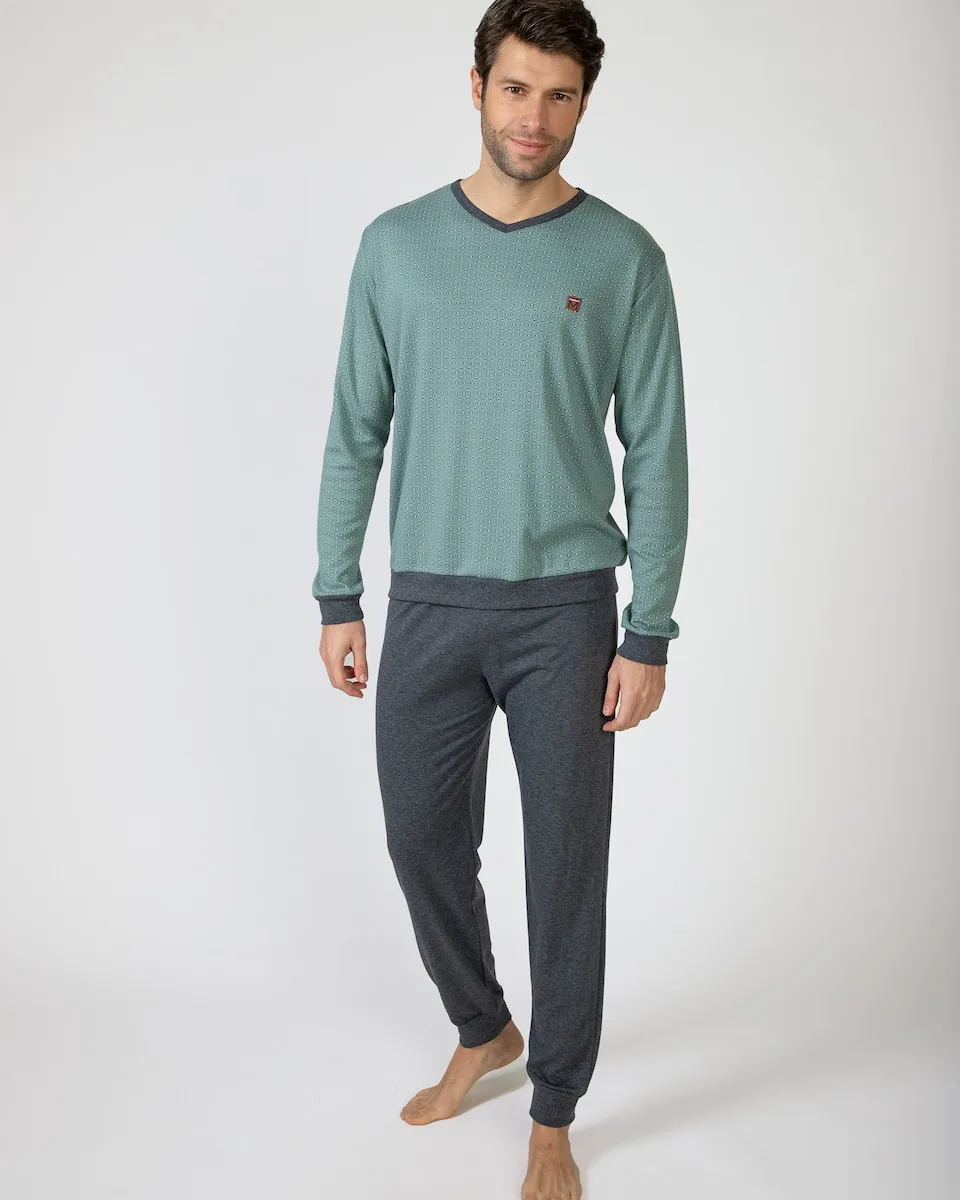 

Мужской длинный трикотажный пижама Massana, зеленый