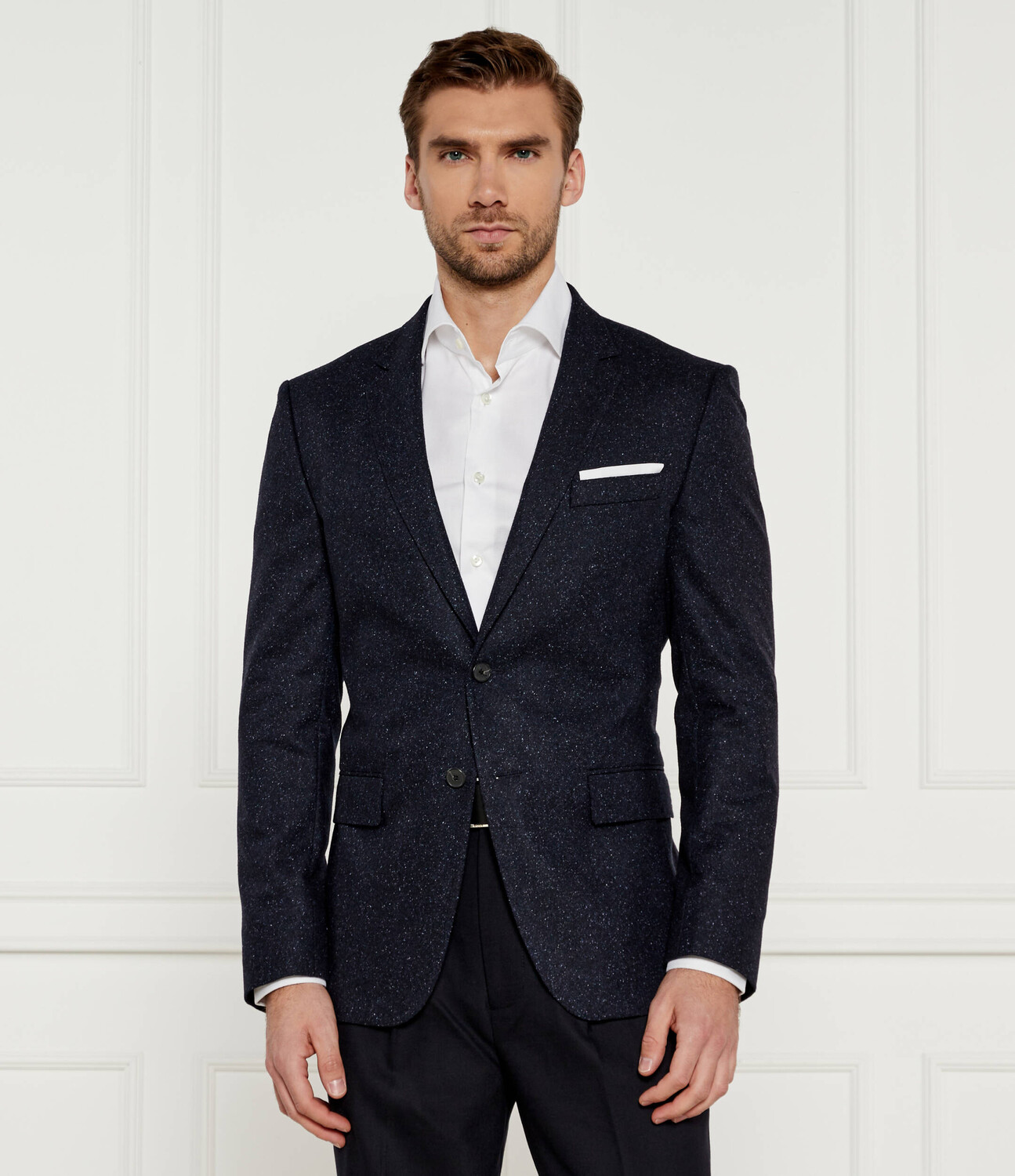 

Шерстяная куртка BOSS BLACK elegante H-Hutson-224 Slim Fit, темно-синий