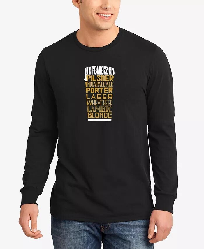 

Мужская футболка с длинными рукавами Styles of Beer Word Art LA Pop Art, черный