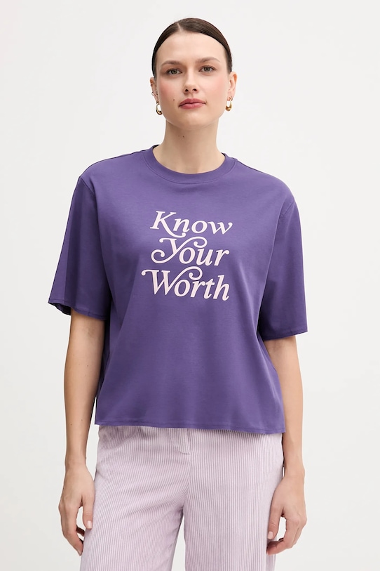 

Хлопковая футболка United Colors Of Benetton, фиолетовый