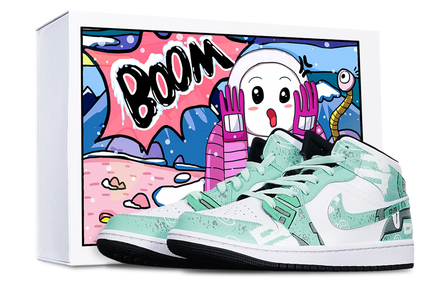 

Кроссовки Air JORDAN 1 Vintage Basketball Shoes Women's Mid-Top Green White